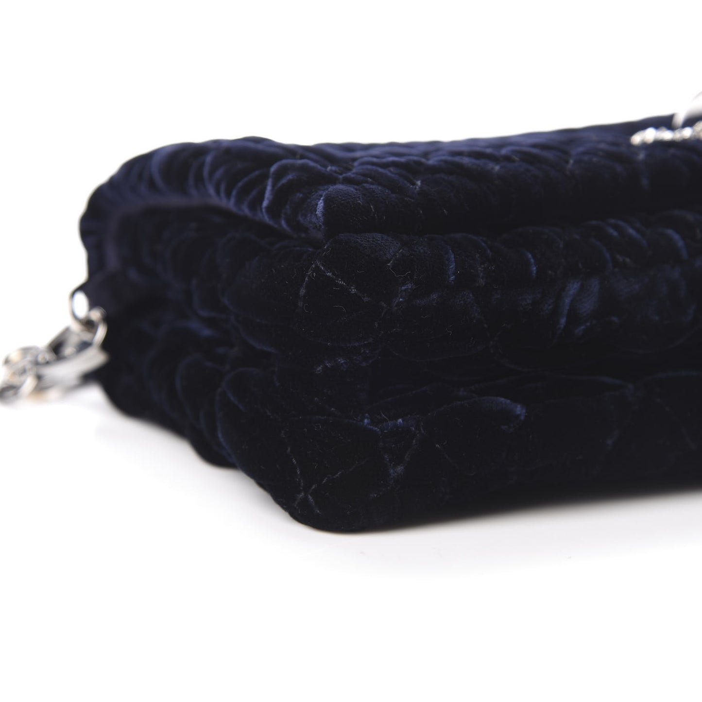 Velluto Matelasse Crystal Flap Clutch Navy