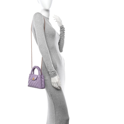 Chanel Shiny Aged Calfskin Quilted Nano Kelly Shopper Lilac 2 of 11