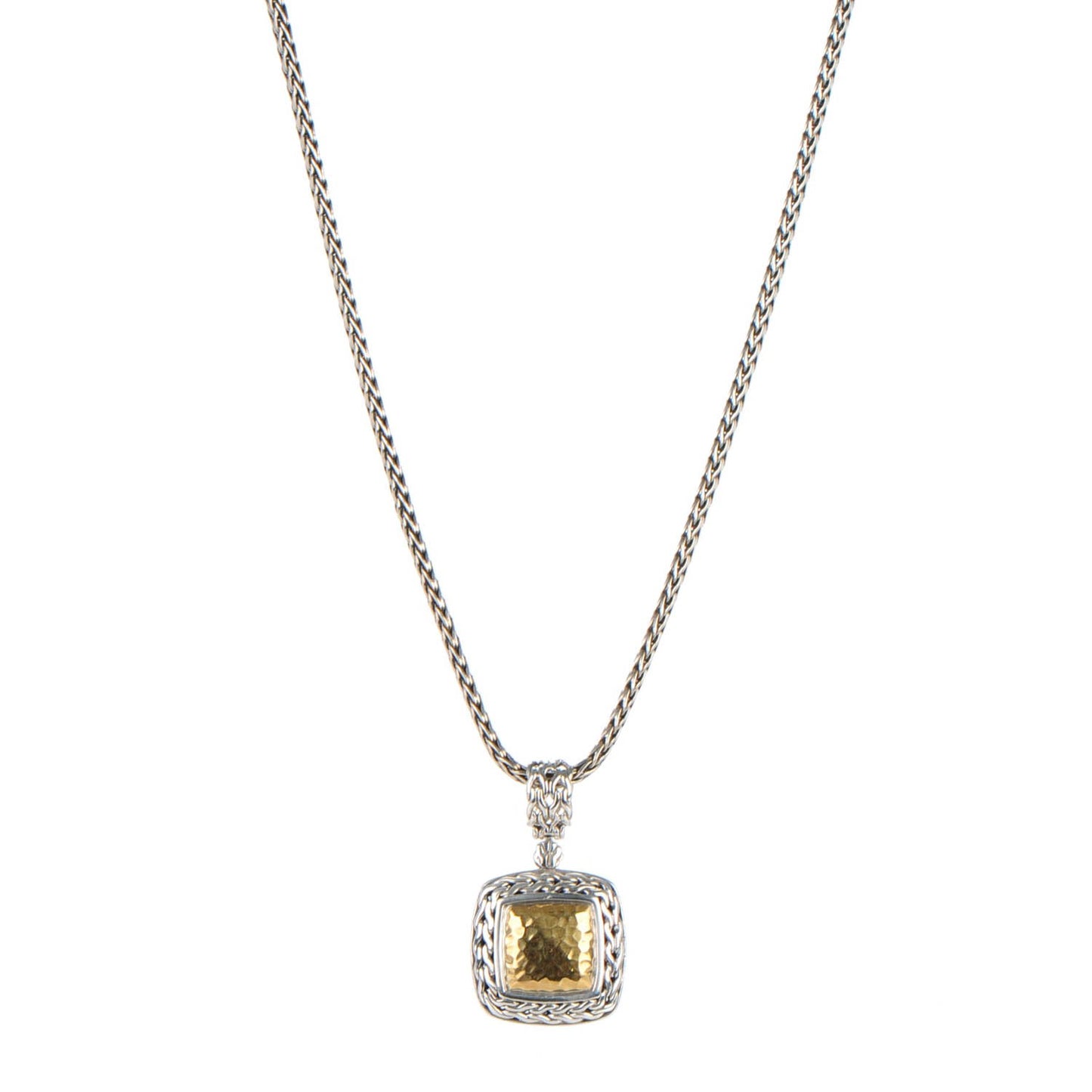 Sterling Silver 22k Gold Palu Square Pendant Necklace