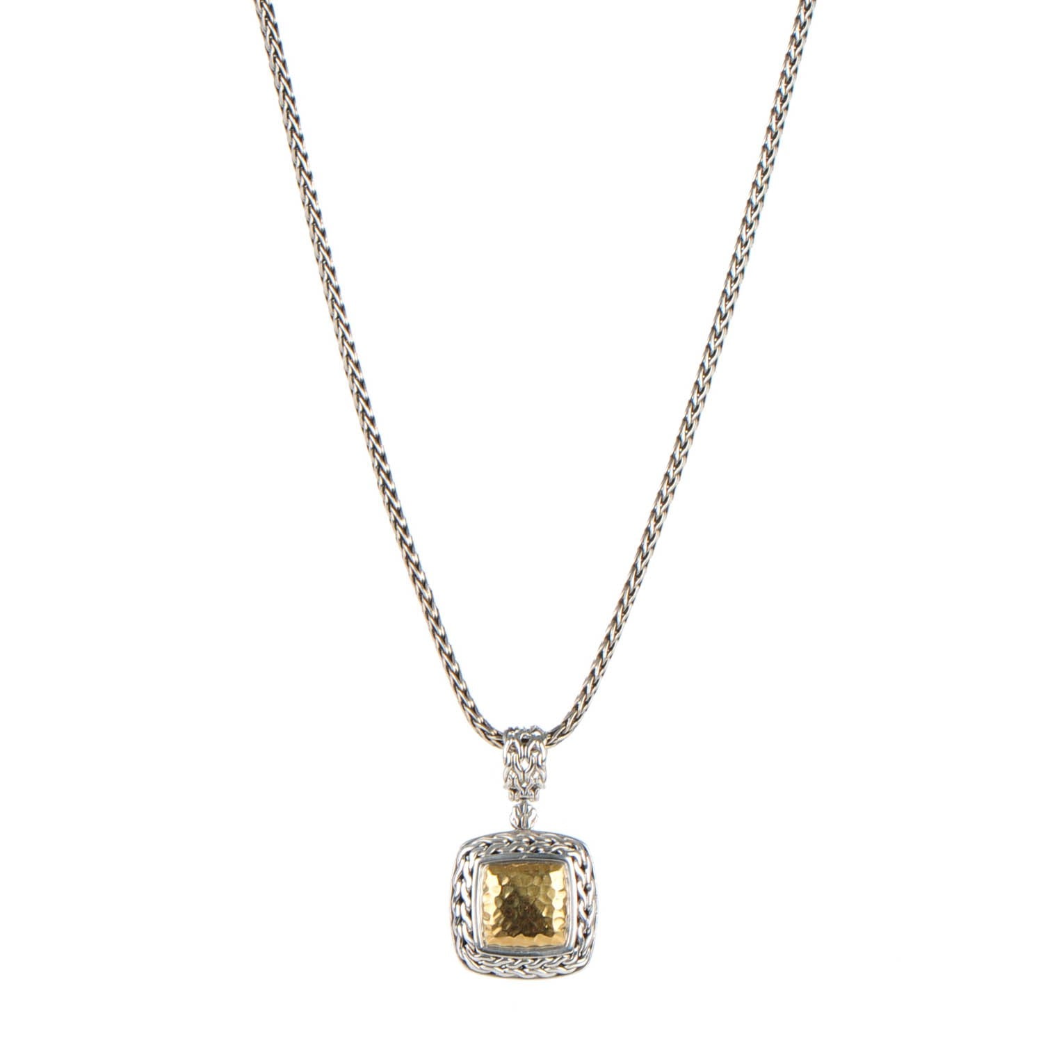 John Hardy Sterling Silver 22k Gold Palu Square Pendant Necklace 1 of 5