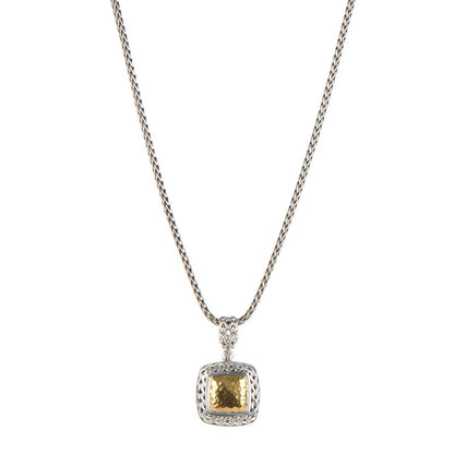 John Hardy Sterling Silver 22k Gold Palu Square Pendant Necklace 1 of 5