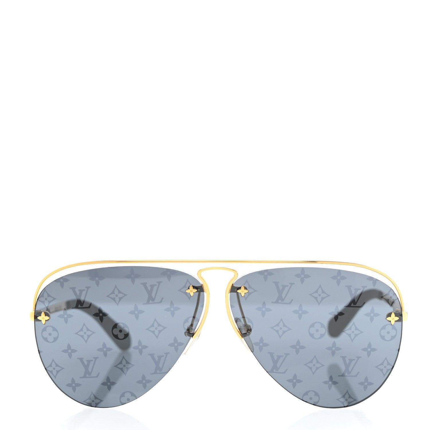 Louis Vuitton Metal Monogram Grease Sunglasses Z1172E Gold 2 of 7