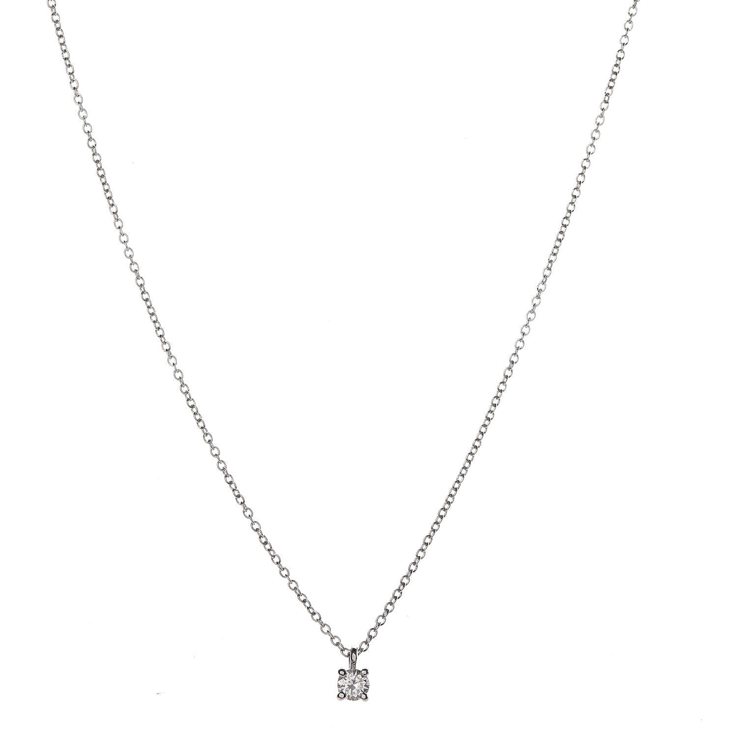 Tiffany Platinum Diamond .17ct Solitaire Pendant Necklace 1 of 5