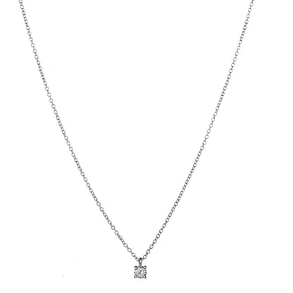 Tiffany Platinum Diamond .17ct Solitaire Pendant Necklace 1 of 5