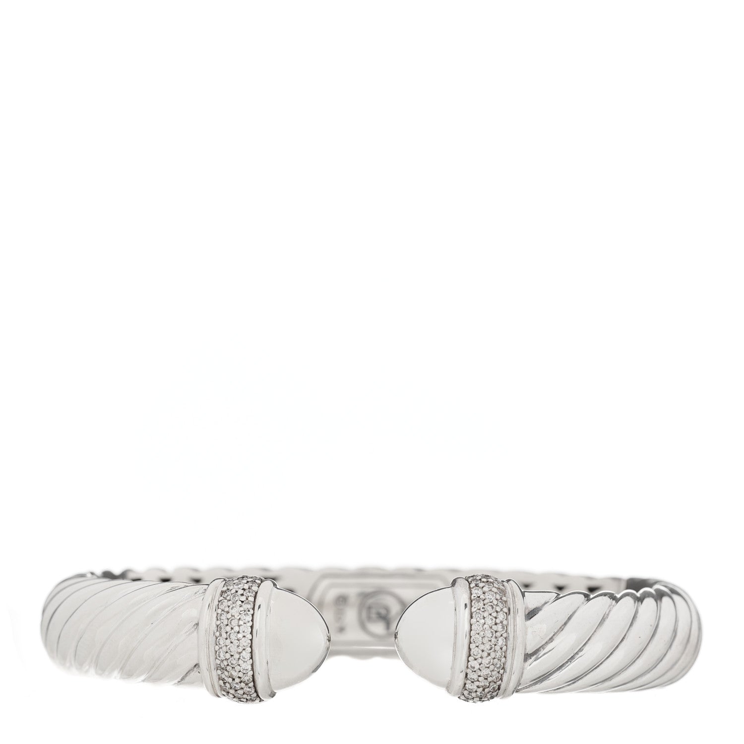 David Yurman Sterling Silver Diamond 10mm Sculpted Cable Bracelet 1 of 3