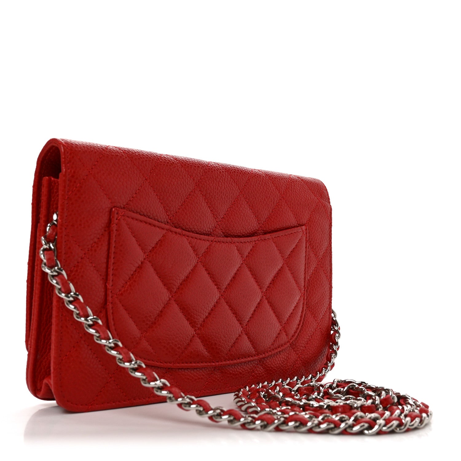 Chanel Caviar Quilted Wallet on Chain WOC Red 3 of 11
