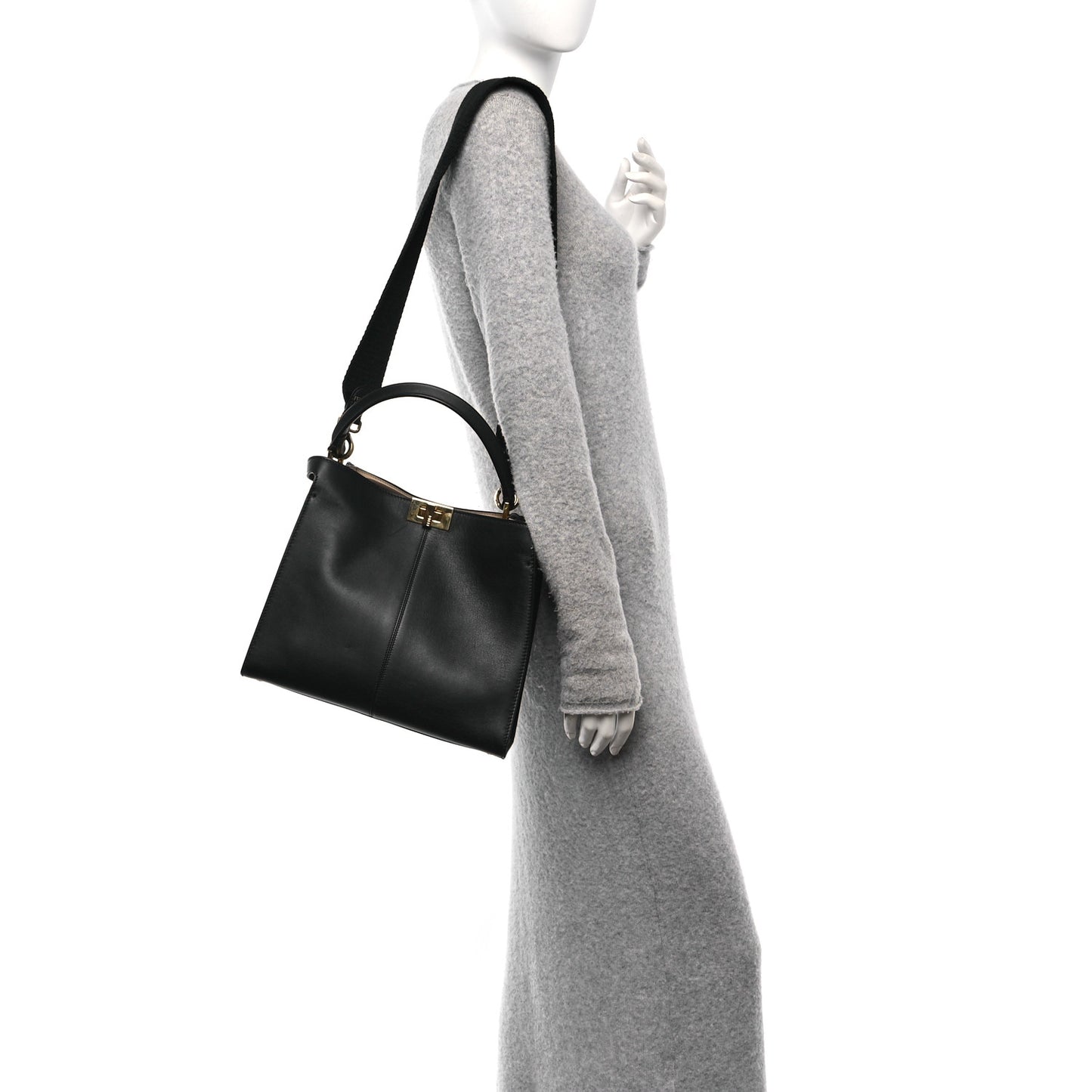 Vitello Seta Glazed Fabric FF 1974 Medium Peekaboo X-Lite Black Mogano Panna