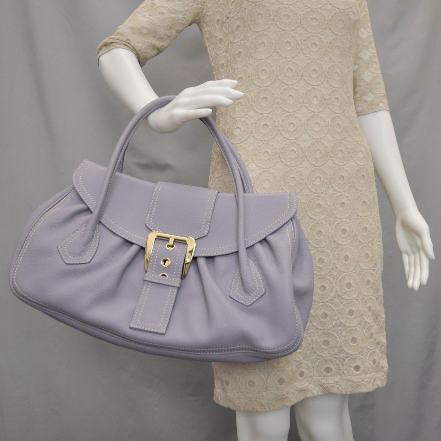 Leather Buckle Bag Purple
