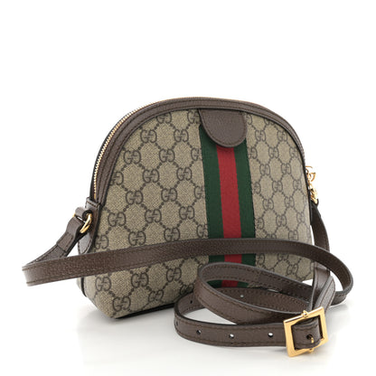 Gucci GG Supreme Monogram Textured Dollar Calfskin Web Small Ophidia Dome Shoulder Bag Beige Ebony New Acero 3 of 11