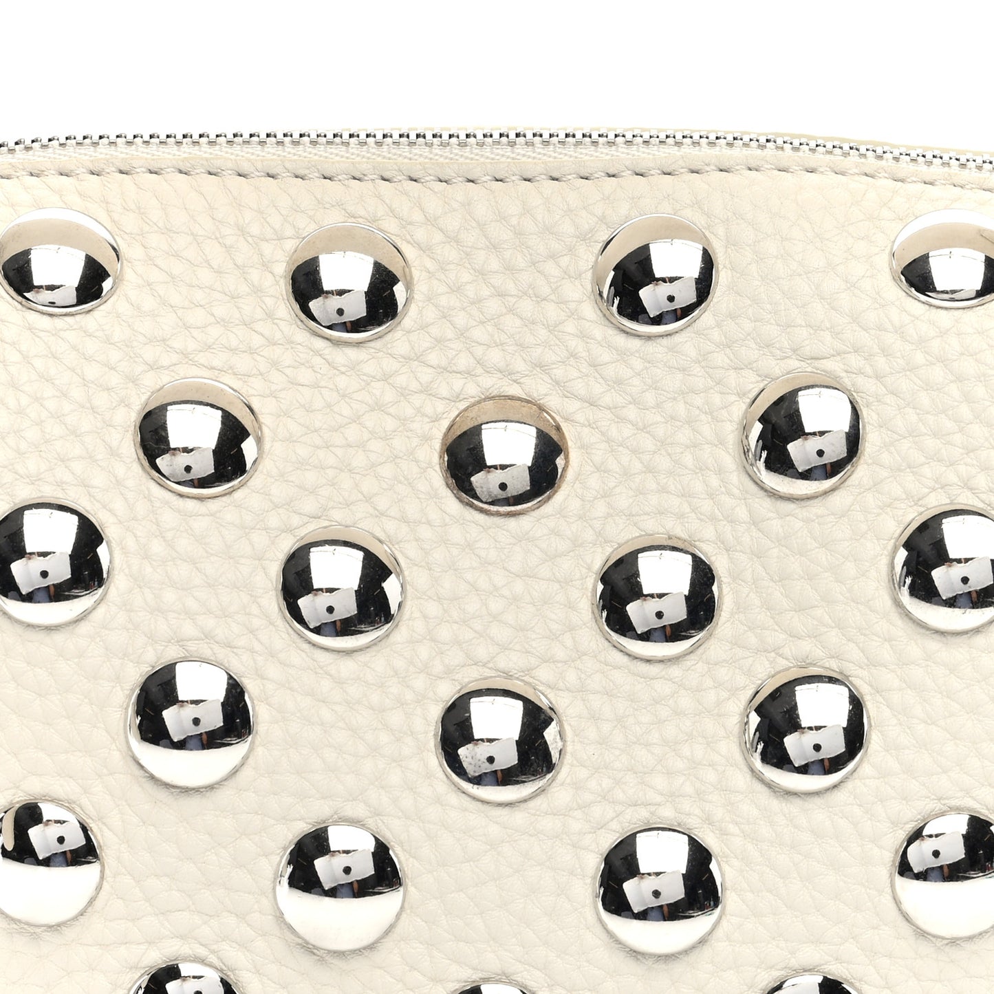 Pebbled Sport Calfskin Studded Small Elena White