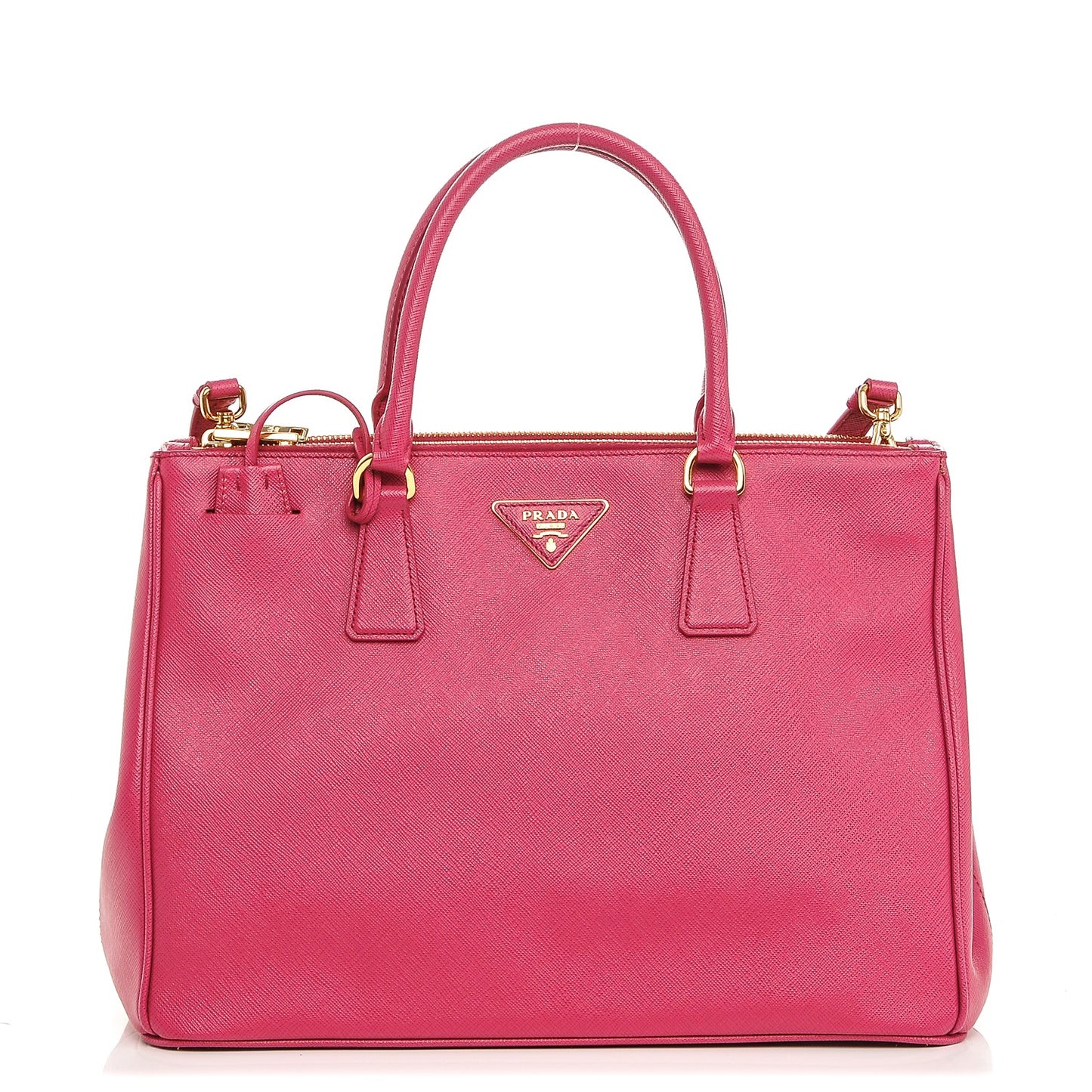 Saffiano Medium Galleria Double Zip Tote Fuxia