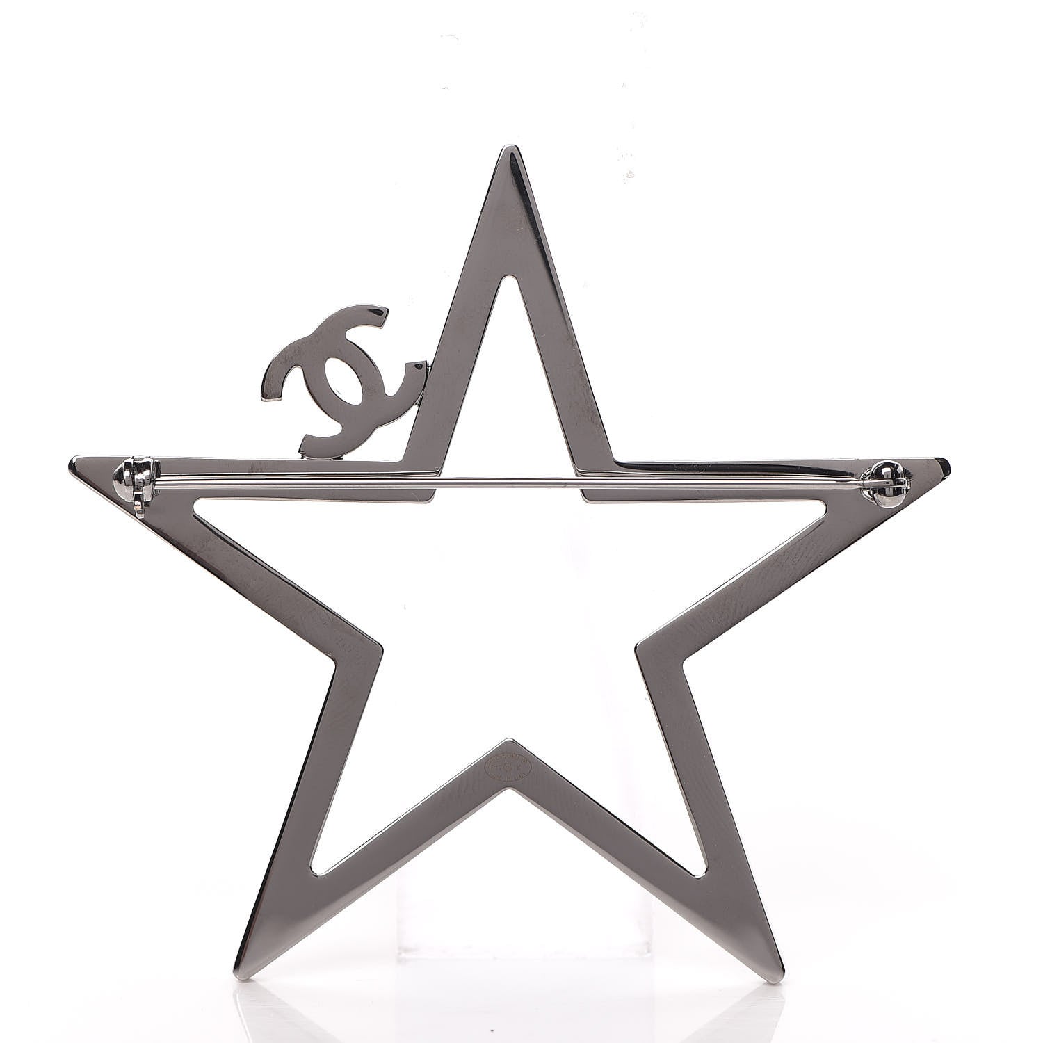 Chanel Ruthenium Crystal Star CC Brooch 4 of 6