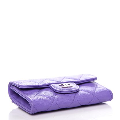 Chanel Caviar Quilted Flap Card Holder Wallet Purple 4 of 9