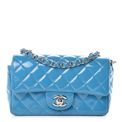 Chanel Patent Quilted Mini Rectangular Flap Turquoise 1 of 11