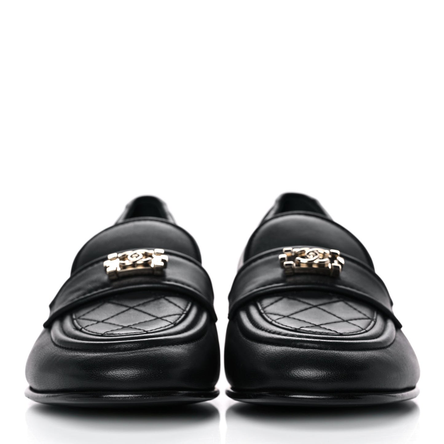Lambskin Quilted Womens CC Loafers 39.5 Black