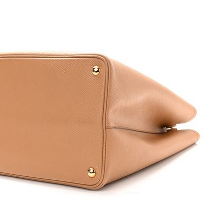 Prada Saffiano Cuir Large Double Bag Caramel Fuoco 8 of 9