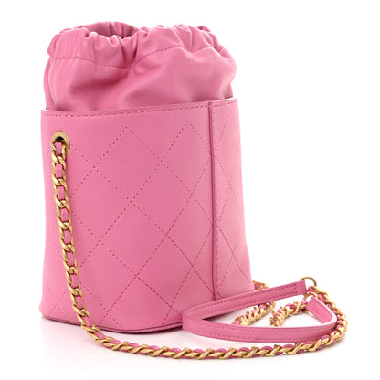 Chanel Calfskin Small CC Chain Bucket Drawstring Bag Pink 2 of 10