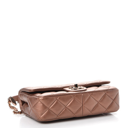Chanel Iridescent Goatskin Quilted Small CC Eyelet Flap Copper 4 of 11
