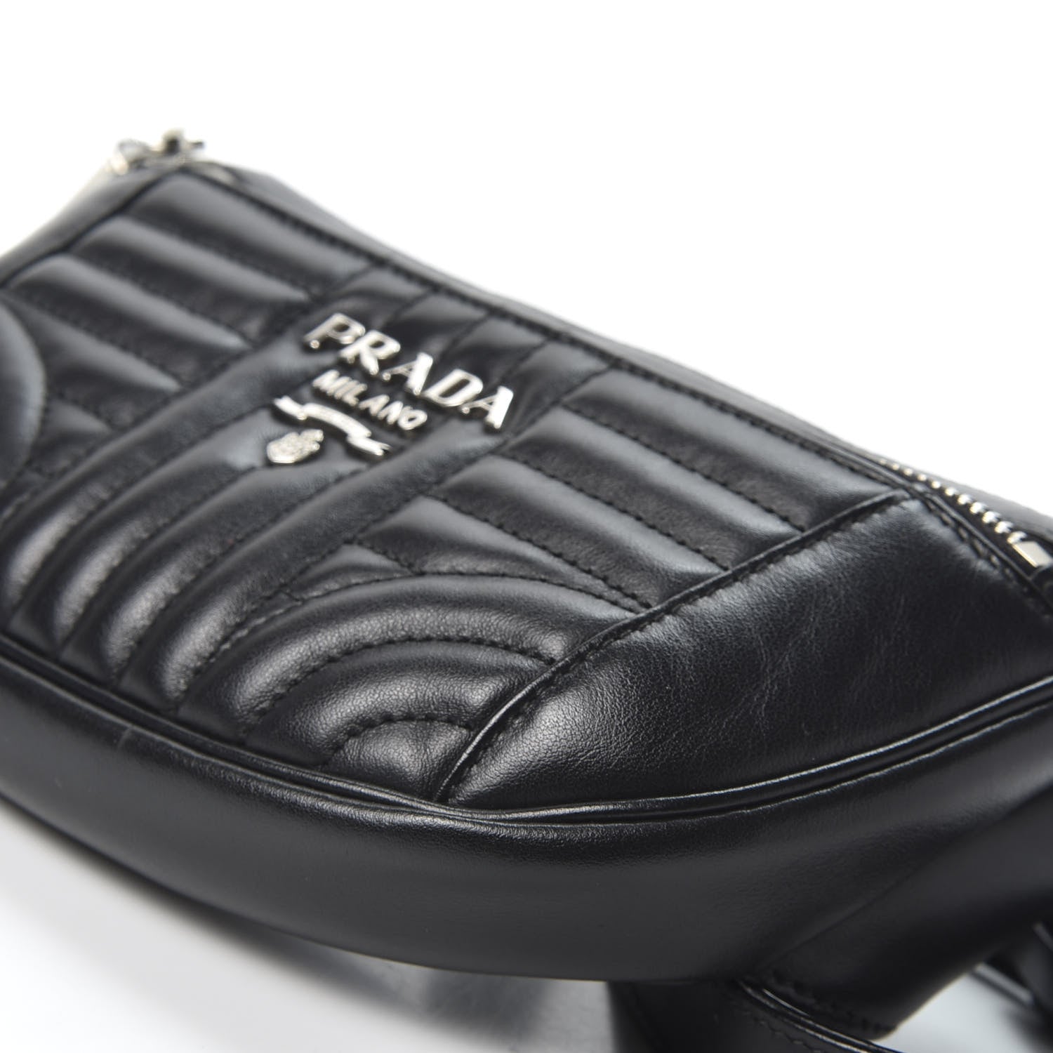 Prada Soft Calfskin Impunture Diagramme Belt Bag Black 7 of 10