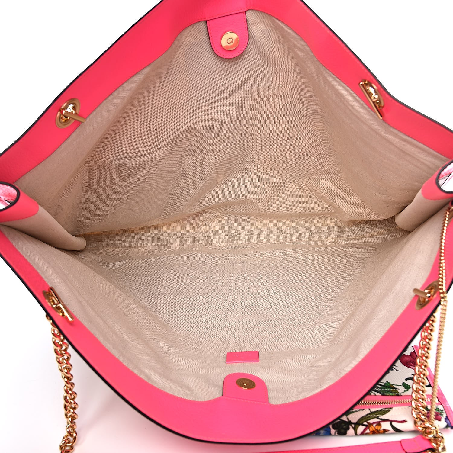 Gucci Canvas Flora Maxi Rajah Chain Tote Fluorescent Fuchsia 6 of 11