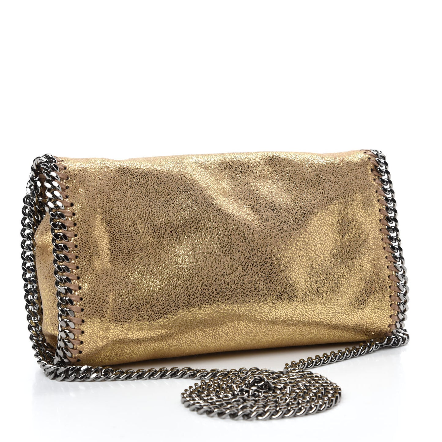 Metallic Shaggy Deer Falabella Crossbody Bag Gold