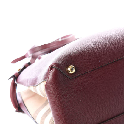 Burberry Grainy Calfskin House Check Medium Banner Tote Mahogany Red 7 of 10