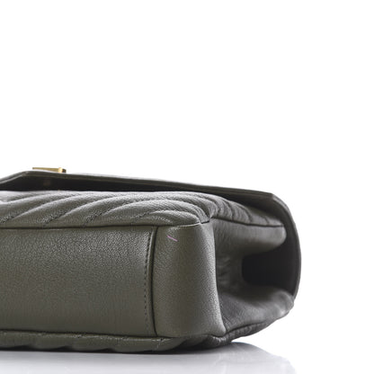 Saint Laurent Sheepskin Matelasse Chevron Monogram Medium College Bag Military Olive 8 of 9