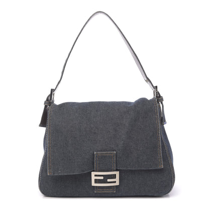 Fendi Denim Mama Baguette Blue 1 of 9