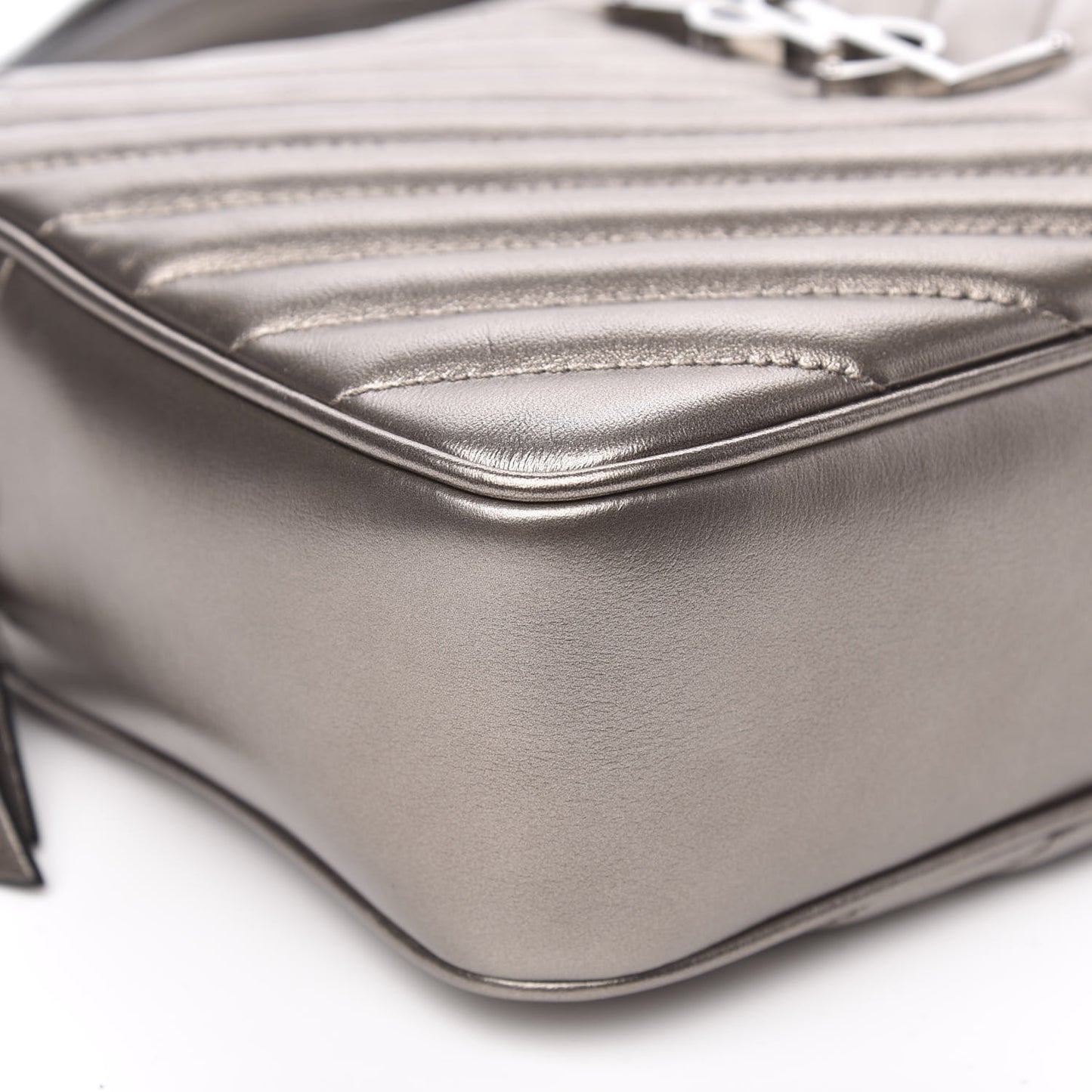 Metallic Calfskin Matelasse Monogram Lou Camera Bag Silver