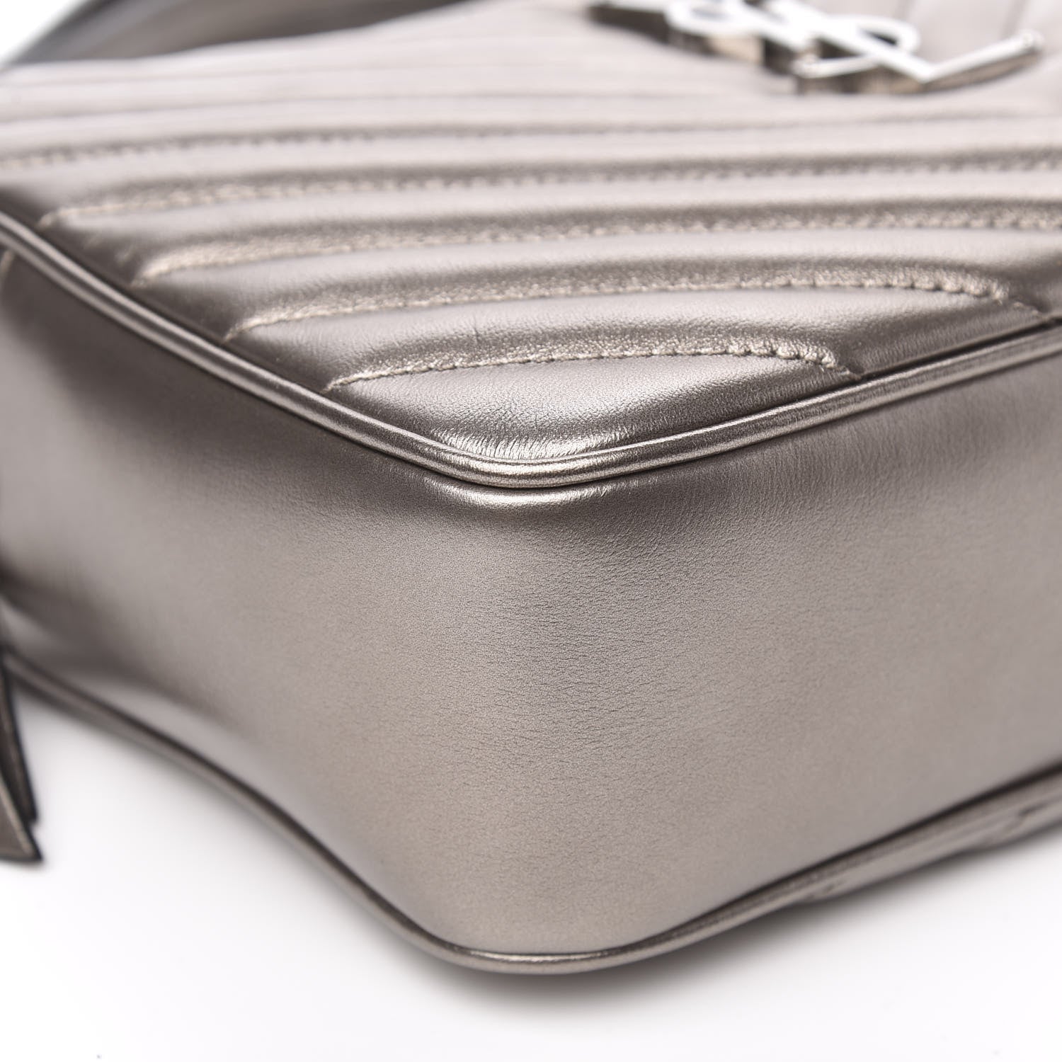 Saint Laurent Metallic Calfskin Matelasse Monogram Lou Camera Bag Silver 7 of 9