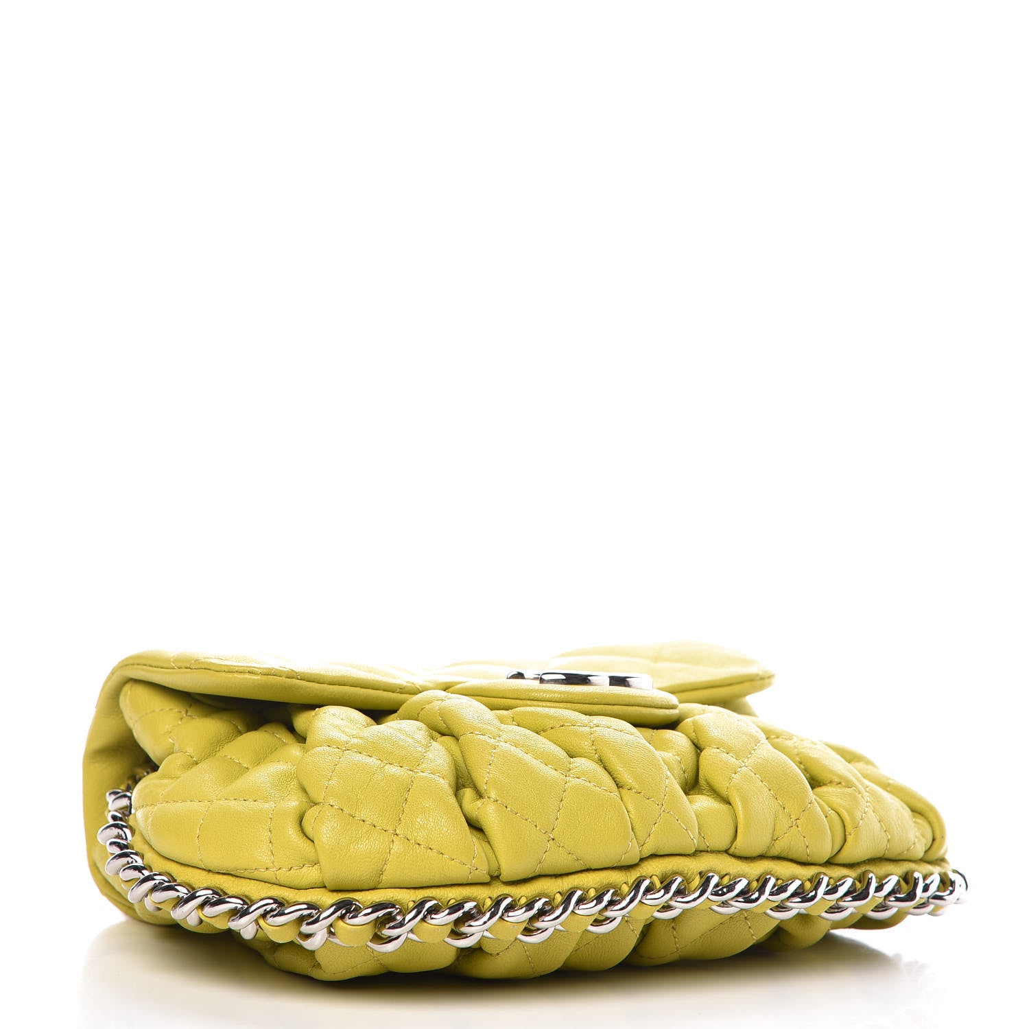 Chanel Washed Lambskin Quilted Mini Chain Around Flap Yellow 4 of 9