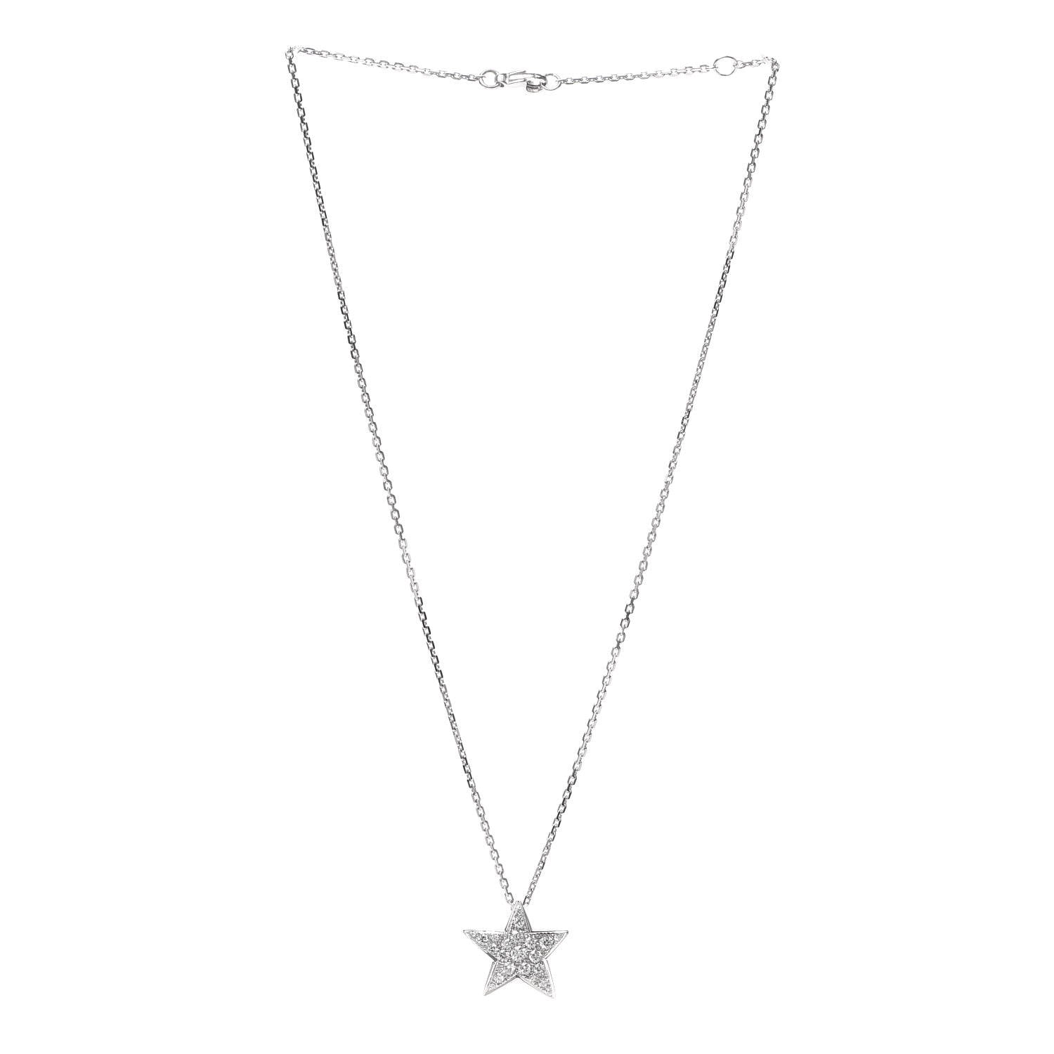 Chanel 18K White Gold Diamond Large Comete Geode Pendant Necklace 3 of 6