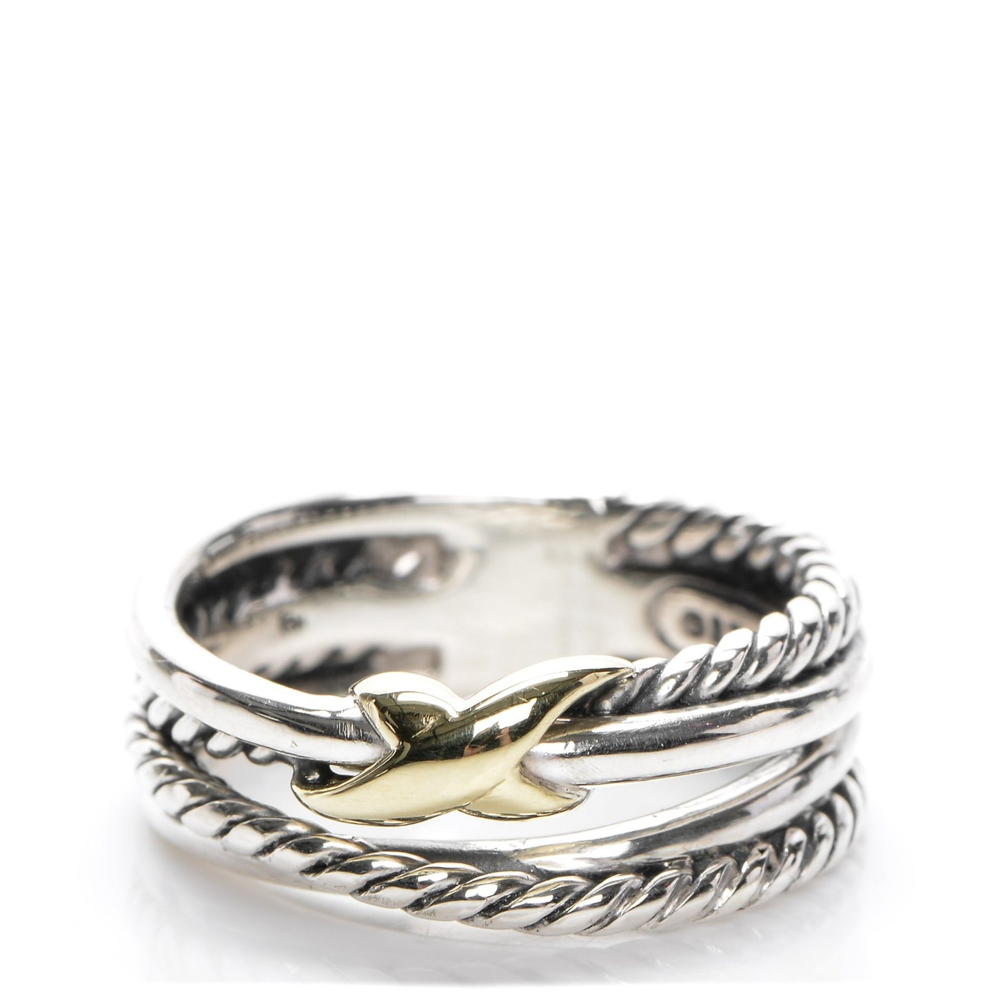 Sterling Silver 18K Yellow Gold 6mm X Crossover Ring 47 4