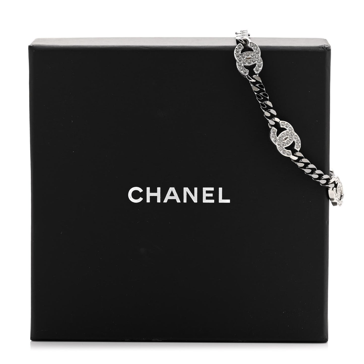 Crystal CC Chain Bracelet Silver