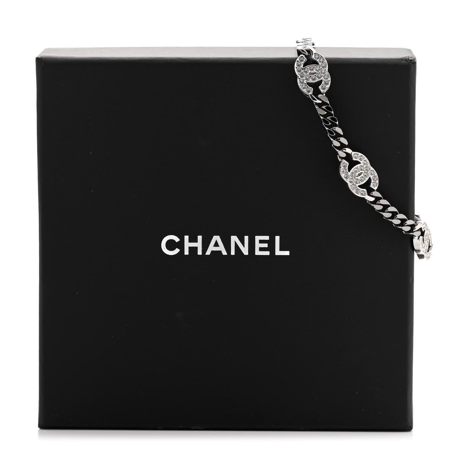 Chanel Crystal CC Chain Bracelet Silver 5 of 5