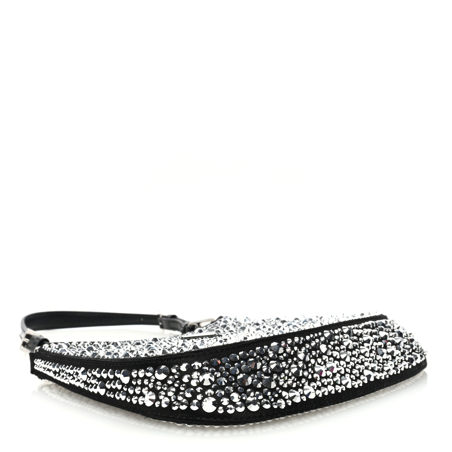 Prada Satin Crystal Cleo Adjustable Strap Shoulder Bag Metal 4 of 10