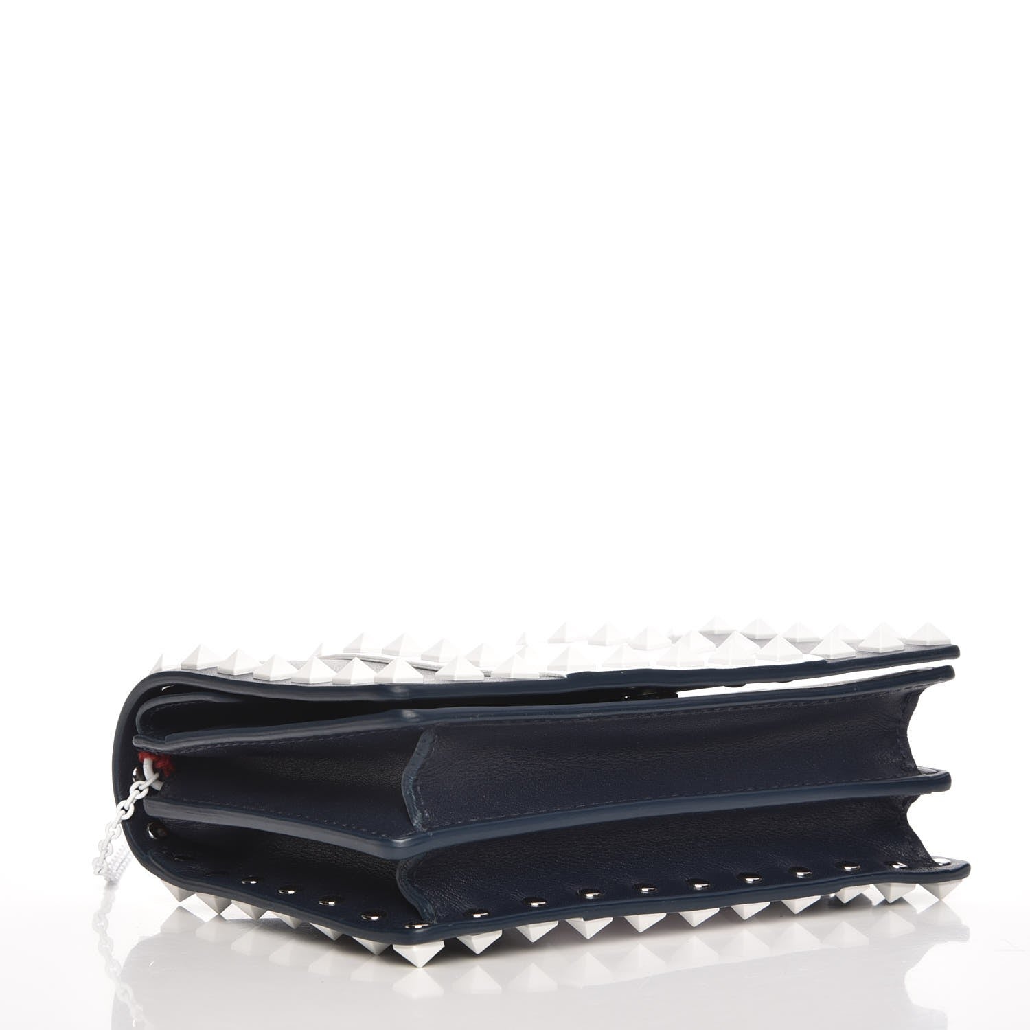 Valentino Garavani Vitello Colorblock Free Rockstud Wallet on Chain Marine Optic White 4 of 6