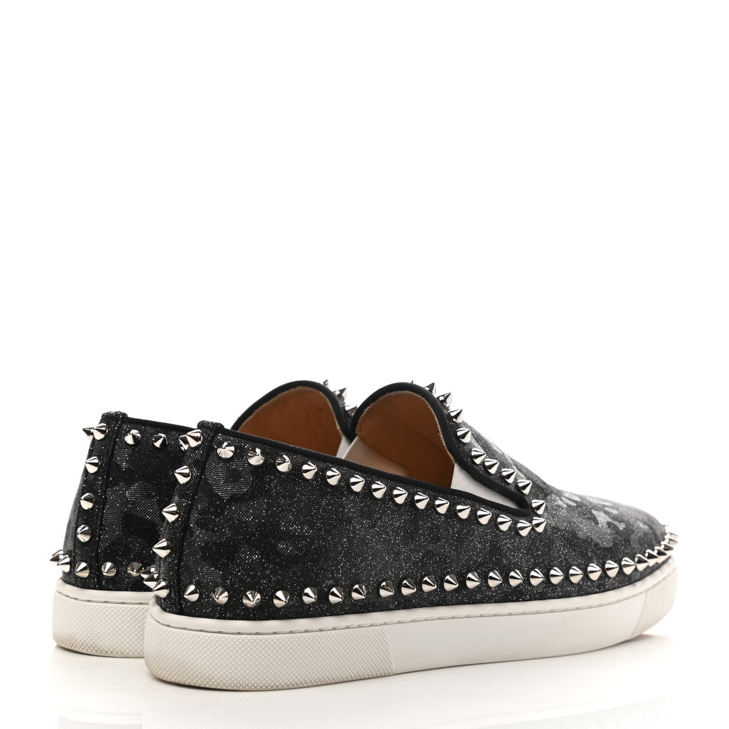 Glitter Spikes Womens Roller Boat Flat 38.5 Black