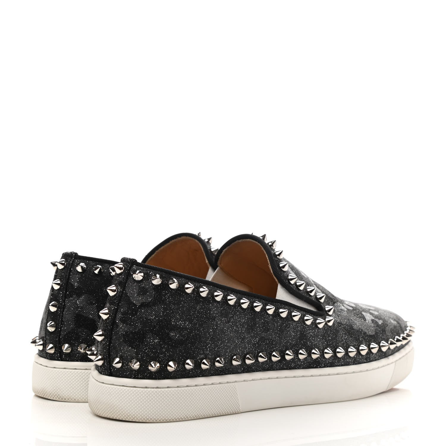 Christian Louboutin Glitter Spikes Womens Roller Boat Flat 38.5 Black 4 of 10