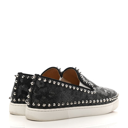 Christian Louboutin Glitter Spikes Womens Roller Boat Flat 38.5 Black 4 of 10
