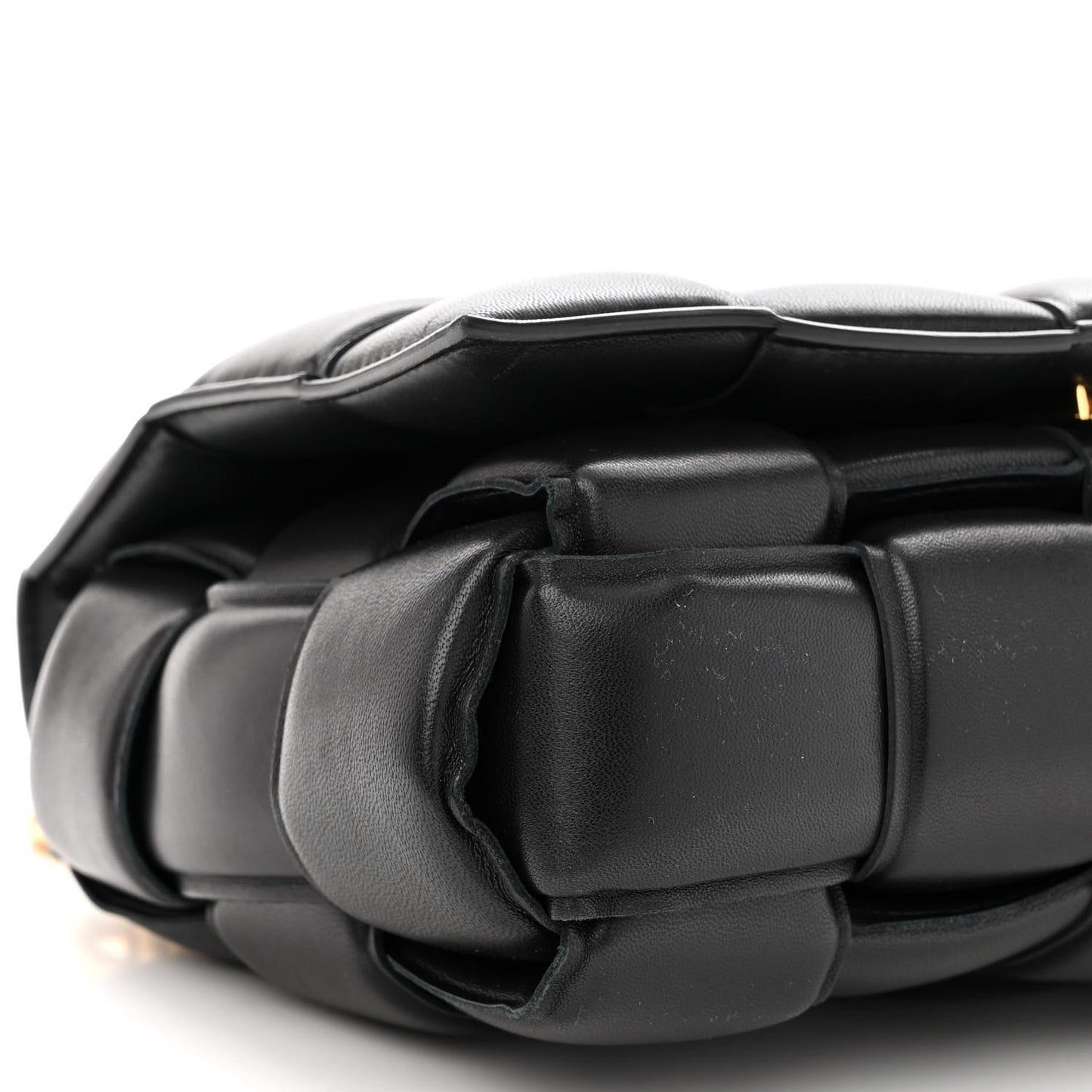 Lambskin Maxi Intreccio Padded Chain Cassette Crossbody Bag Black