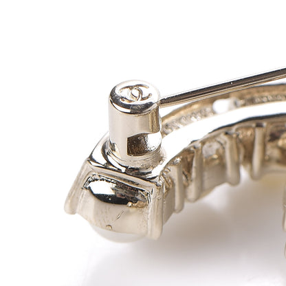 Chanel Crystal Pearl CC Dazzling Domino Brooch Gold Black 4 of 5