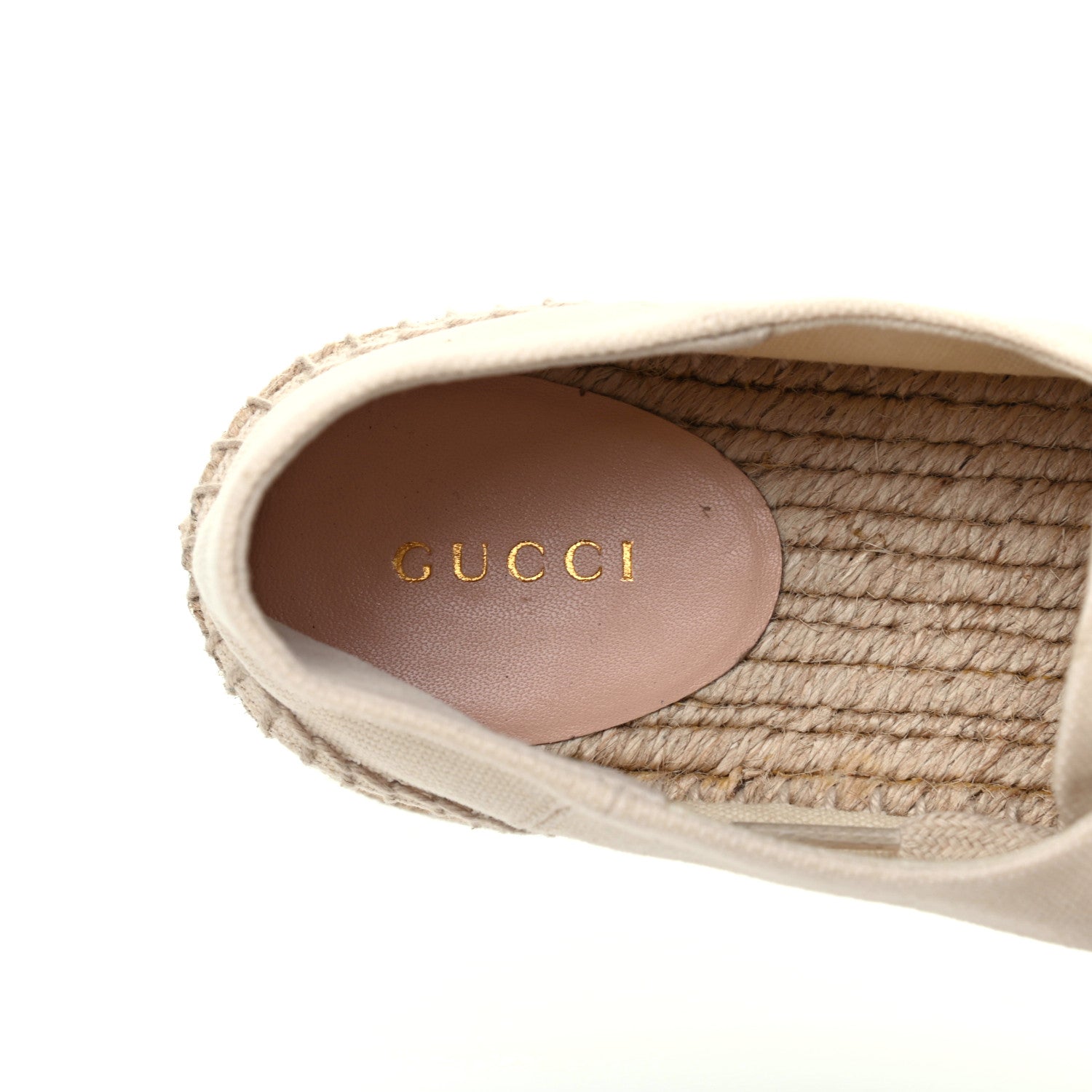 Gucci Canvas Logo Lace-Up Platform Espadrilles 38.5 Greggio Grege 8 of 11