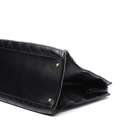 Chanel Calfskin Stitched XL Weekender Black 10 of 14