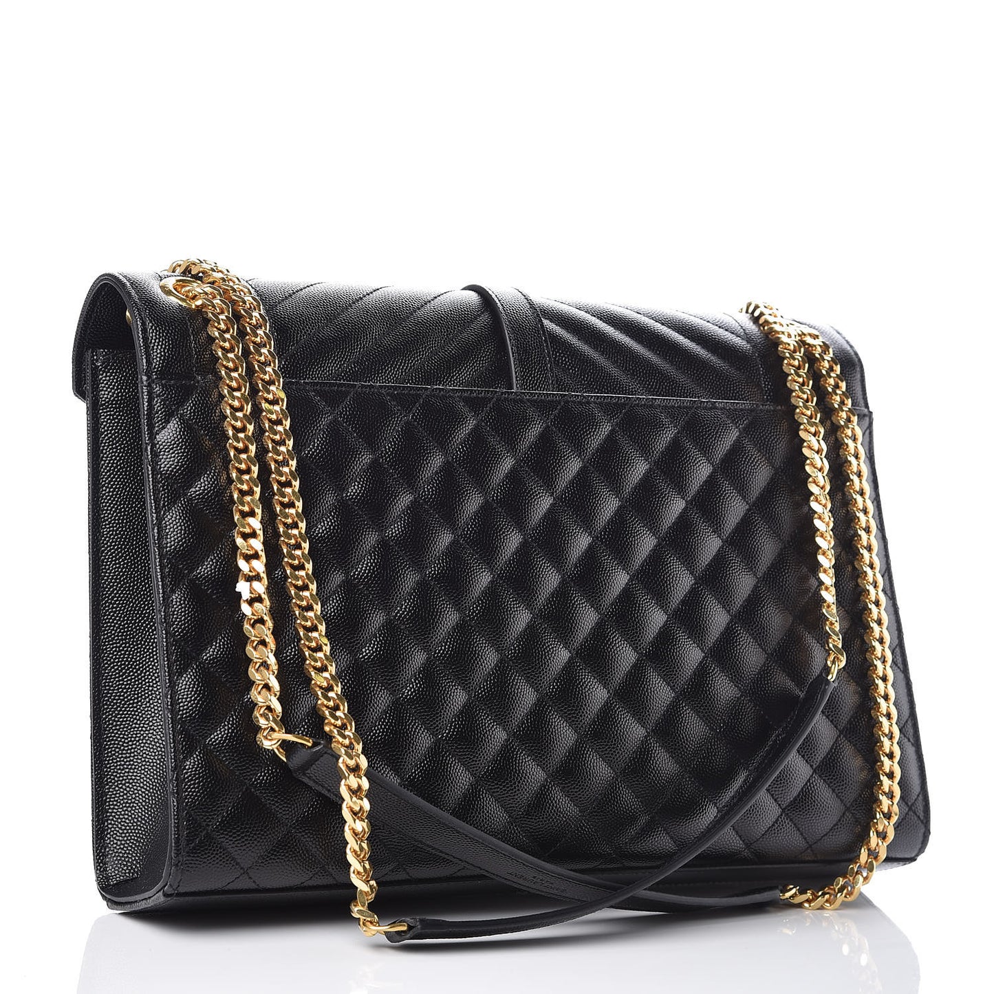 Grain De Poudre Textured Mixed Matelasse Large Triquilt Monogram Satchel Black