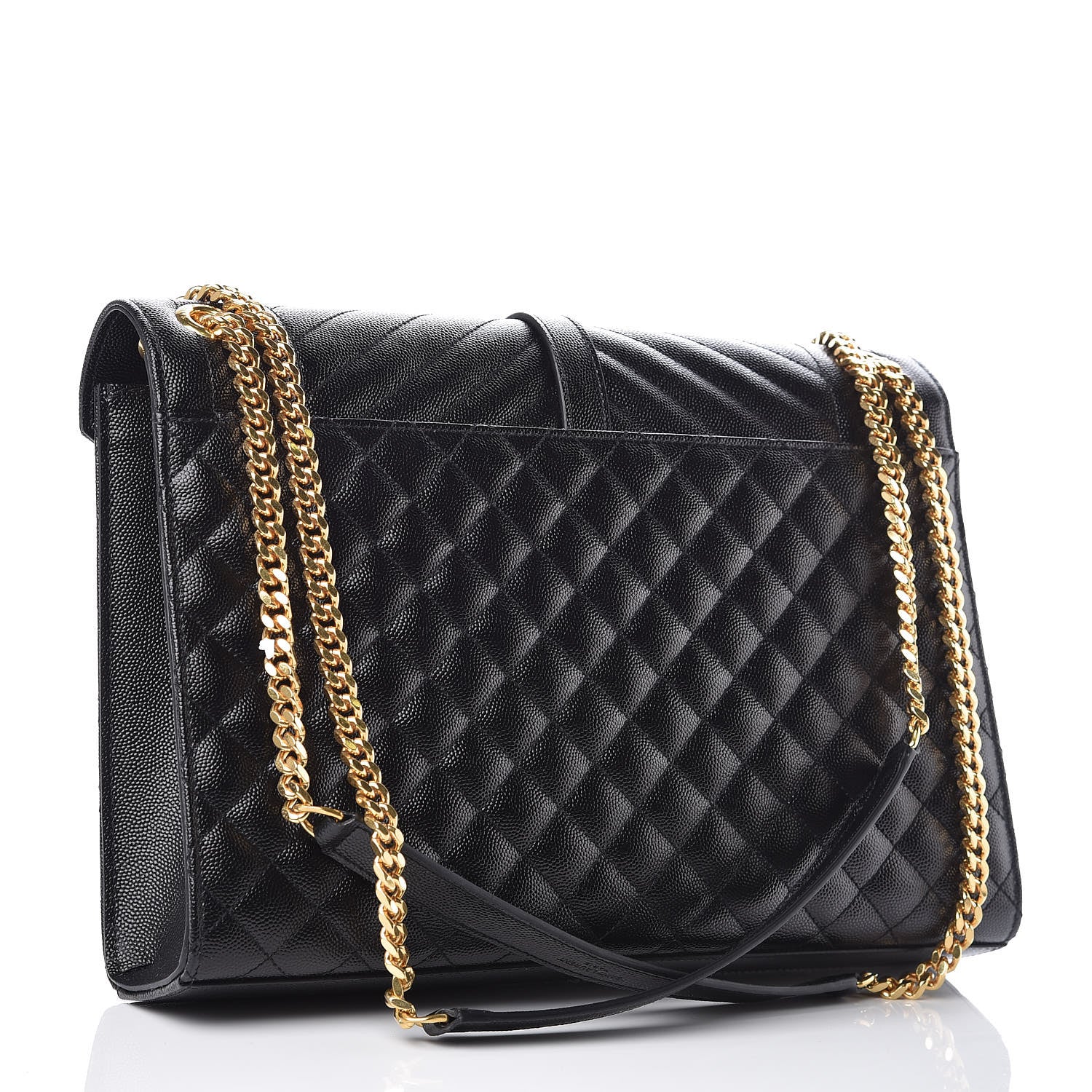 Saint Laurent Grain De Poudre Textured Mixed Matelasse Large Triquilt Monogram Satchel Black 2 of 9