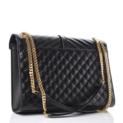 Saint Laurent Grain De Poudre Textured Mixed Matelasse Large Triquilt Monogram Satchel Black 2 of 9