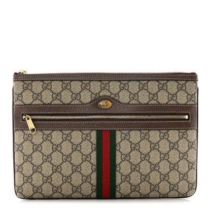 Gucci GG Supreme Monogram Large Ophidia Pouch Clutch Brown 1 of 7