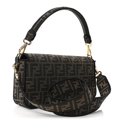 Fendi Fabric Jacquard FF 1974 Medium Baguette Tobacco Moro Black 3 of 11