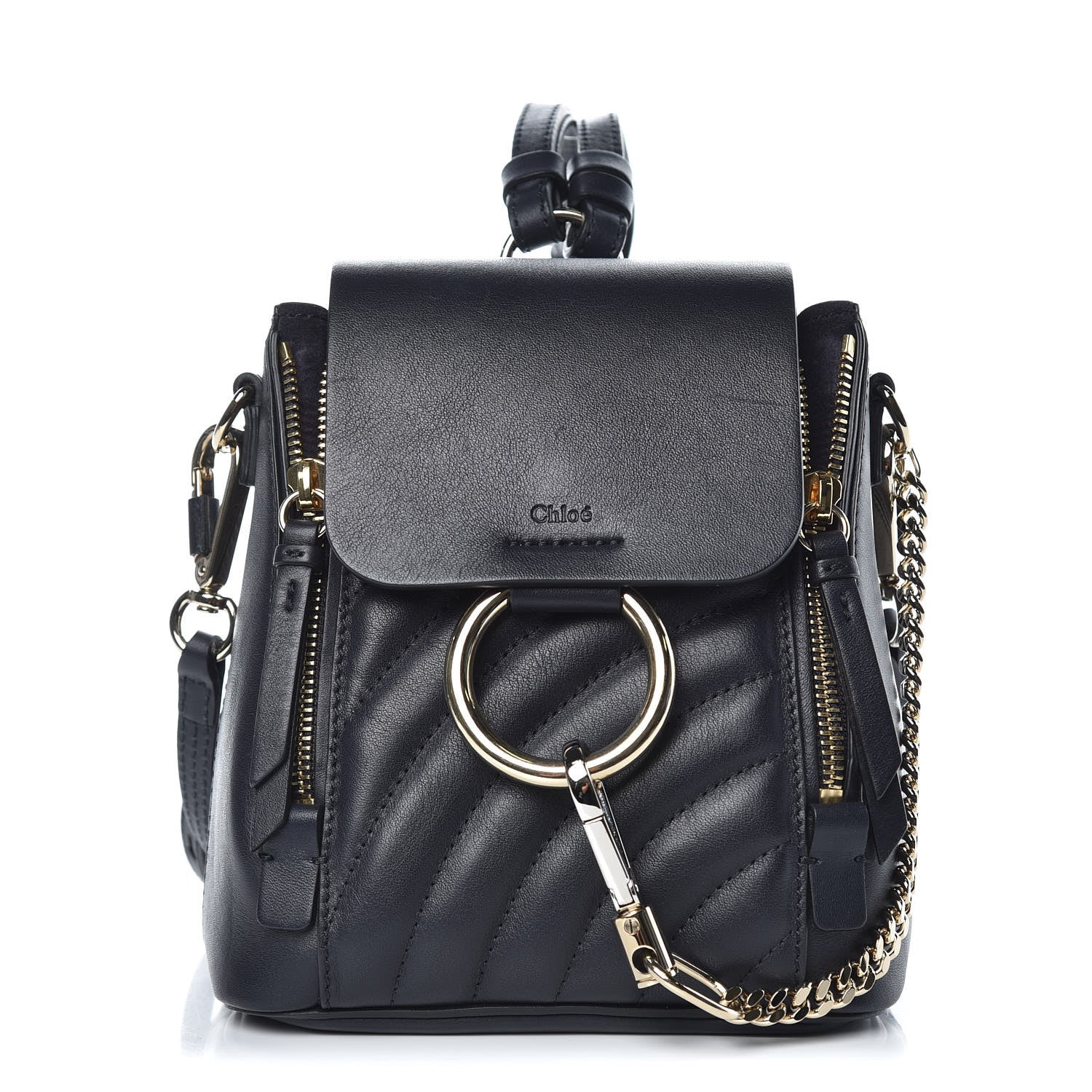 Chloe Calfskin Quilted Mini Faye Backpack Full Blue 1 of 7